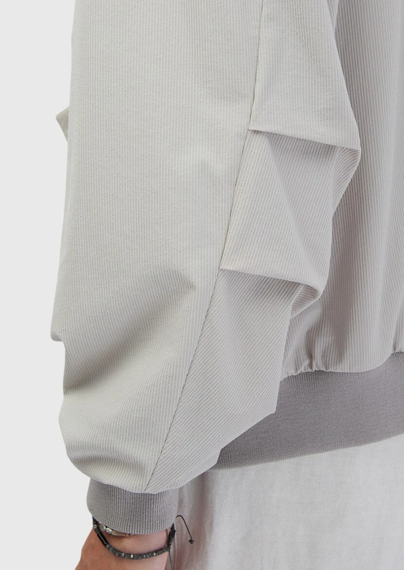 Light Grey Regular Fit Turtleneck Casual Weaving Coat - 6