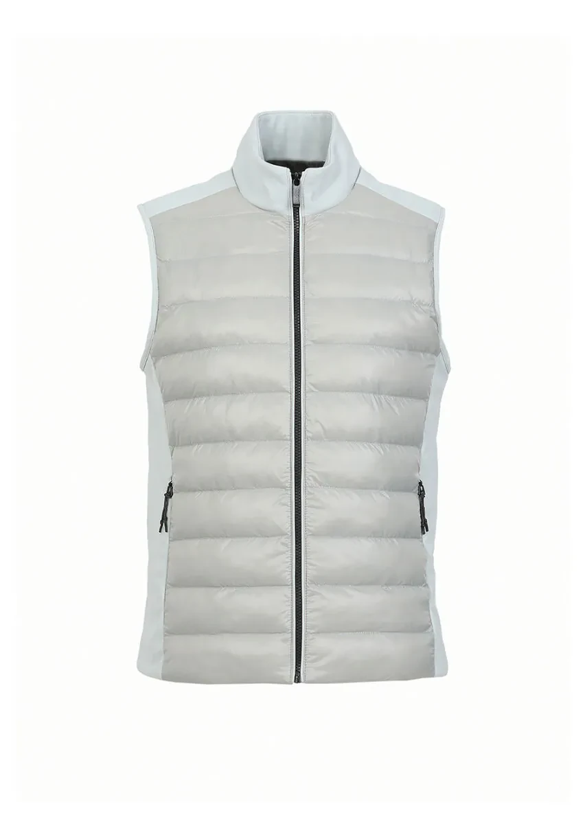 Light Grey Regular Fit Turtleneck Casual Weaving Puffer Vest - 6