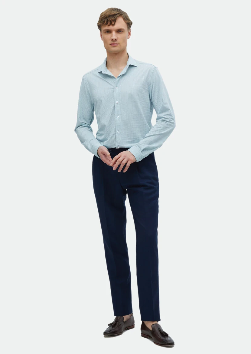 Light Grey Striped Casual Fit Knitting Casual Shirt - RAMSEY