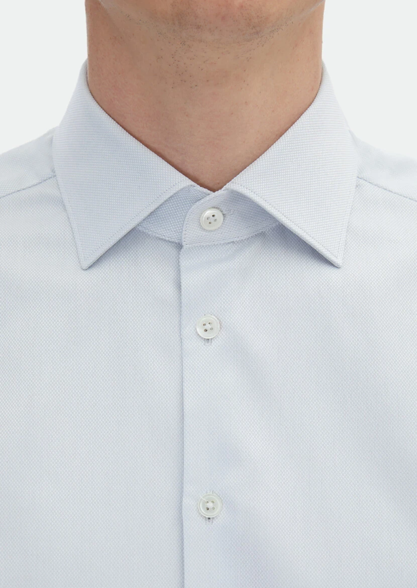 Light Grey Striped Regular Fit Weaving Classical 100% Cotton Shirt - 5