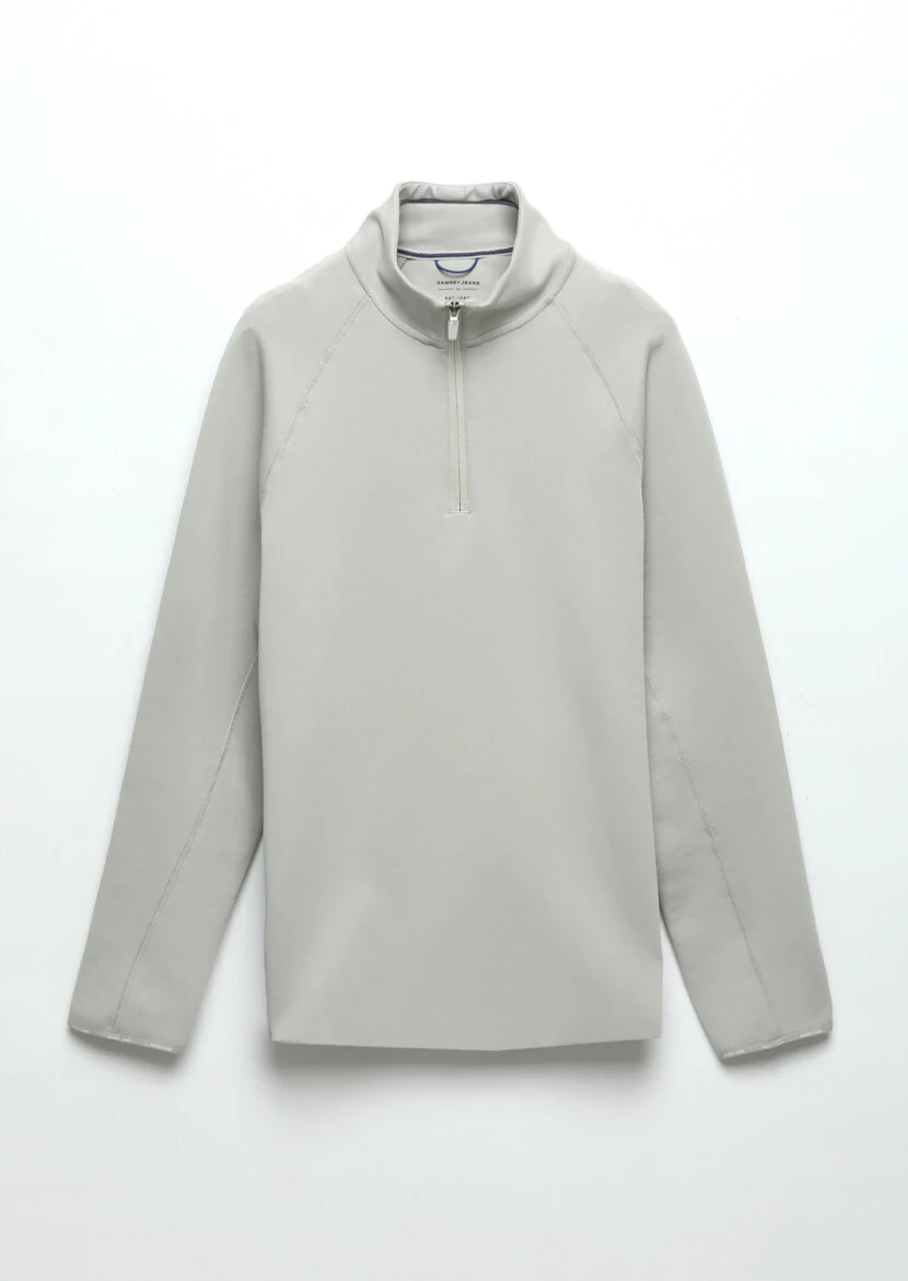 Light Grey Turtleneck Plain Sweatshirt - 6