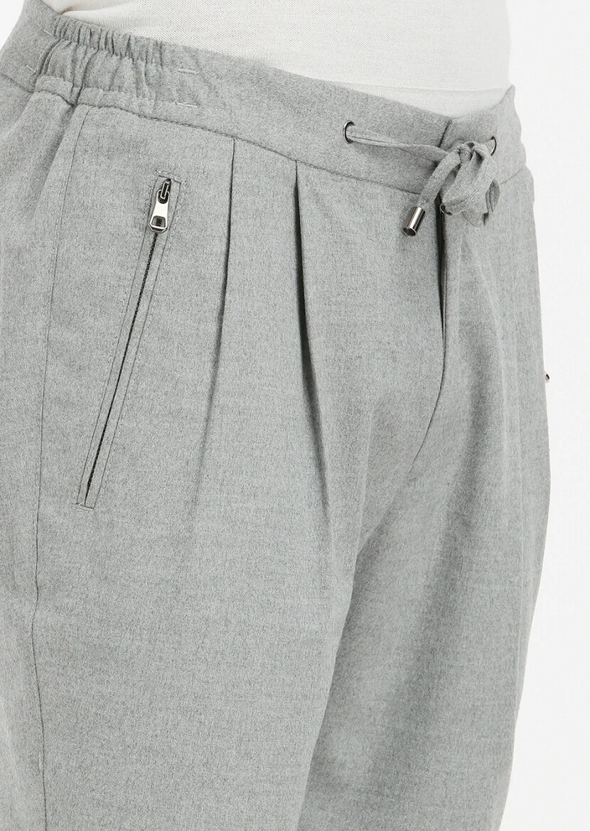 Light Grey Weaving Jogging Fit Casual Trousers - 6