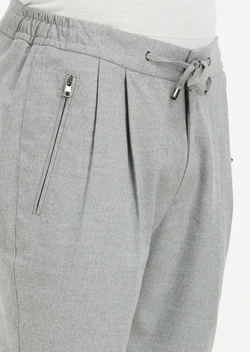 Light Grey Weaving Jogging Fit Casual Trousers - 6