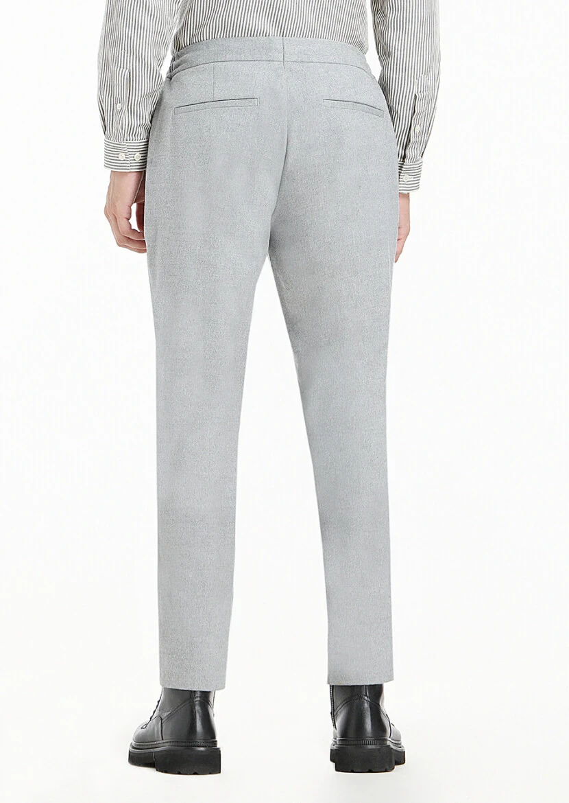 Light Grey Weaving Jogging Fit Casual Trousers - 7