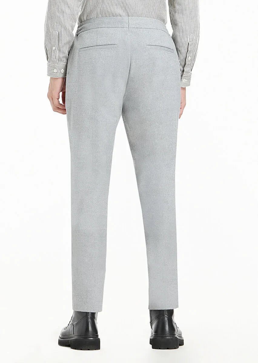 Light Grey Weaving Jogging Fit Casual Trousers - 7