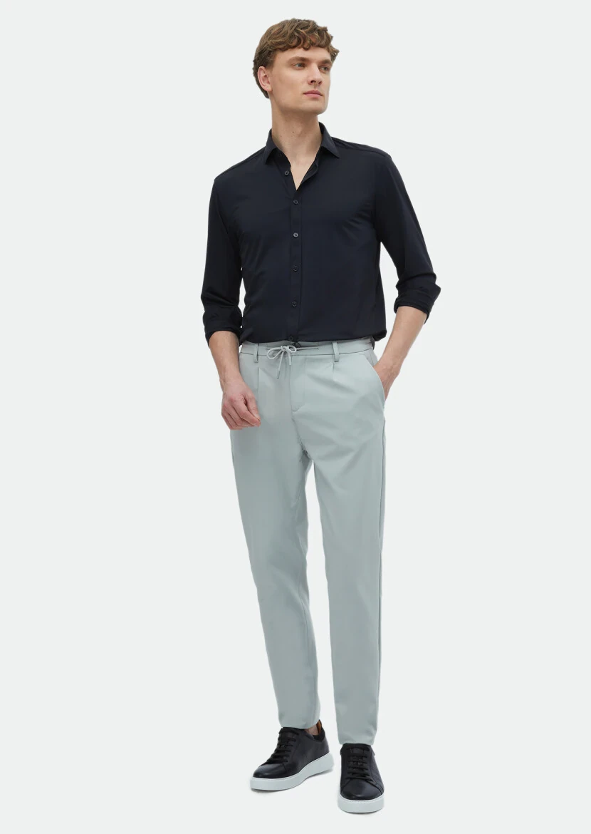 Light Grey Weaving Jogging Fit Casual Trousers - RAMSEY