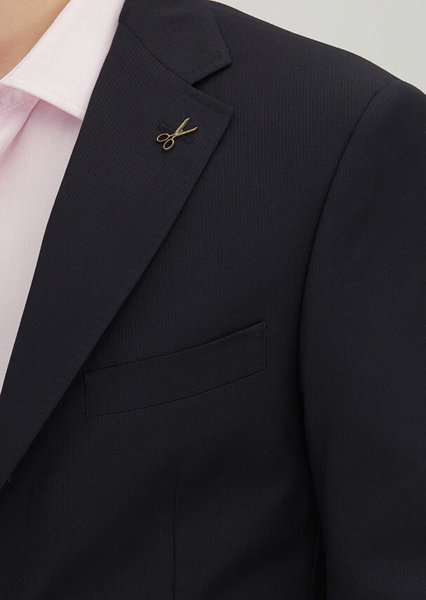 Light Navy Blue Printed Zeroweight Slim Fit Wool Blended Suit - 3