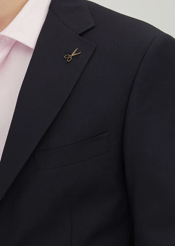 Light Navy Blue Printed Zeroweight Slim Fit Wool Blended Suit - 3