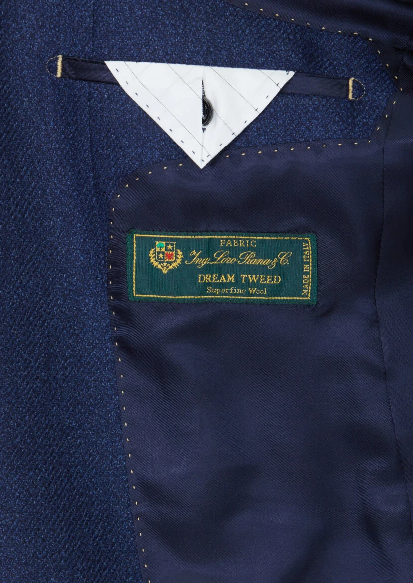 Light Navy Blue Regular Fit Silk Blended Jacket - 5