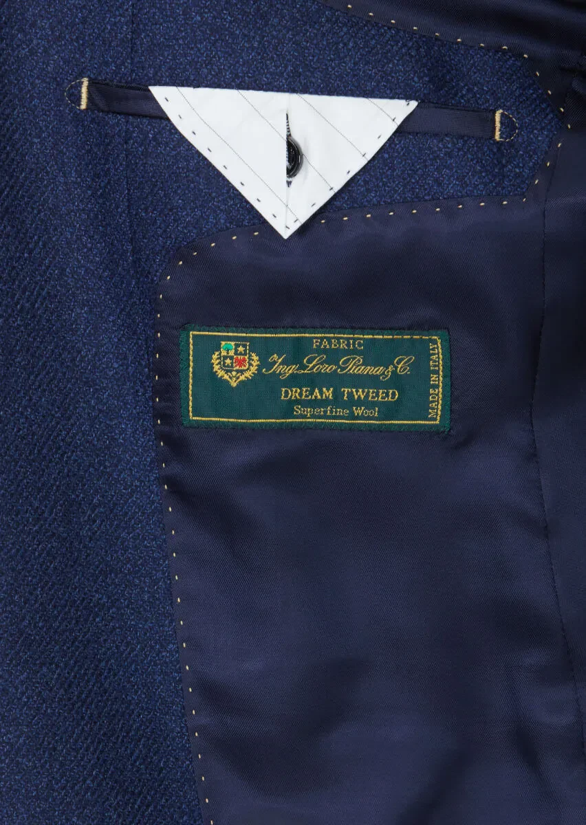 Light Navy Blue Regular Fit Silk Blended Jacket - 5