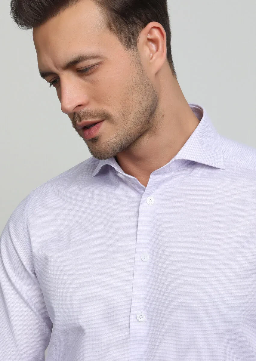 Lila Desenli Regular Fit Dokuma Klasik %100 Pamuk Gömlek - 2