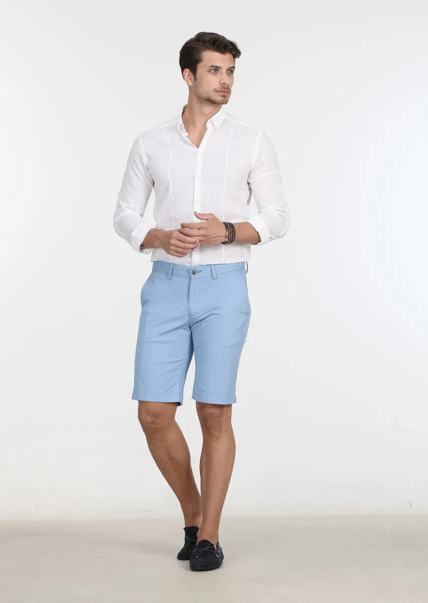 Mavi Baskılı Dokuma Regular Fit Casual Pamuk Karışımlı Bermuda - 2