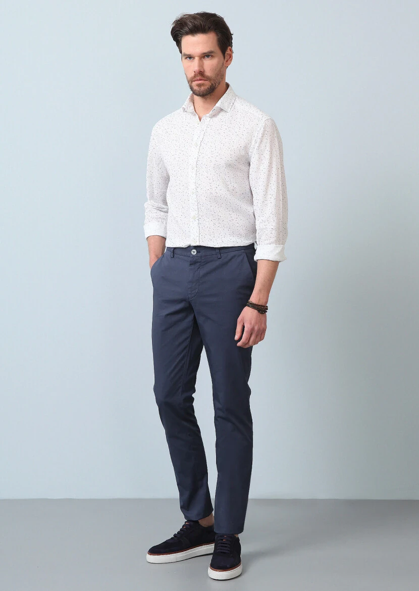 Mavi Baskılı Regular Fit Dokuma Casual Pamuk Karışımlı Gömlek - 3