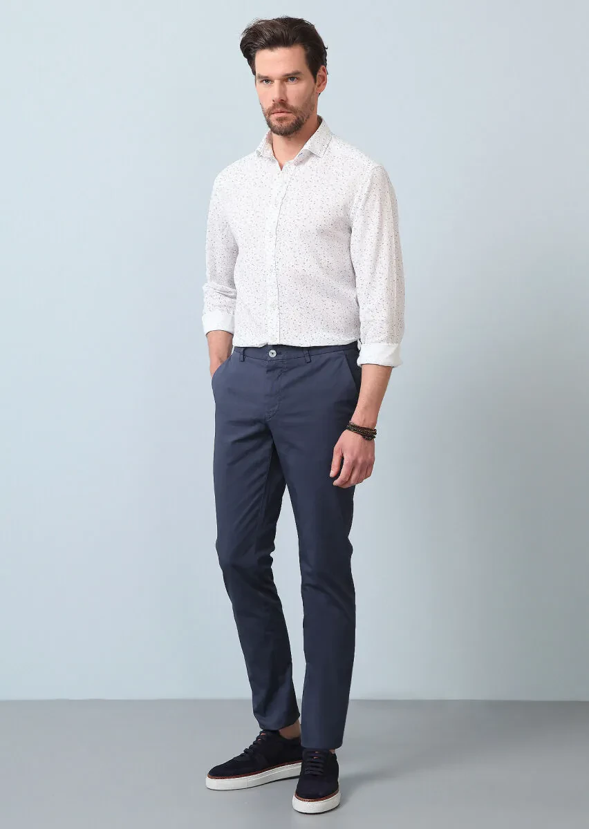 Mavi Baskılı Regular Fit Dokuma Casual Pamuk Karışımlı Gömlek - 3