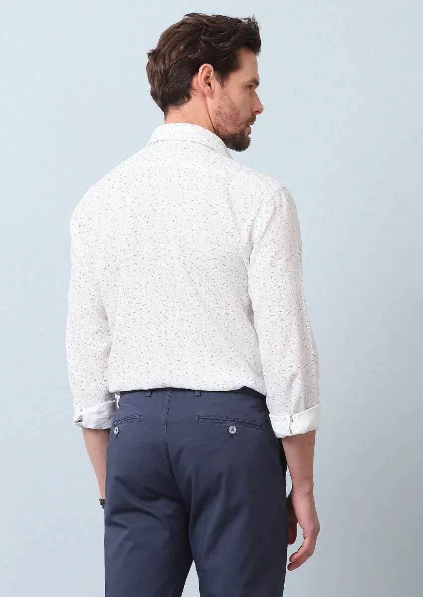 Mavi Baskılı Regular Fit Dokuma Casual Pamuk Karışımlı Gömlek - 6