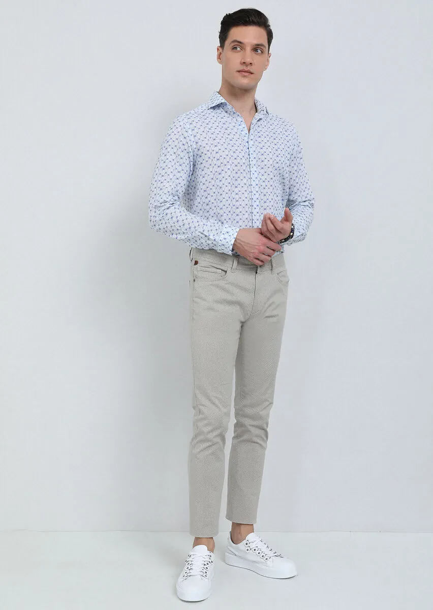 Mavi Baskılı Regular Fit Dokuma Casual Pamuk Karışımlı Gömlek - 4