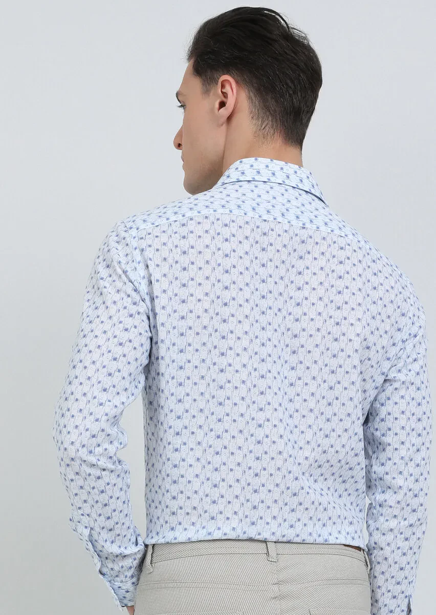 Mavi Baskılı Regular Fit Dokuma Casual Pamuk Karışımlı Gömlek - 5