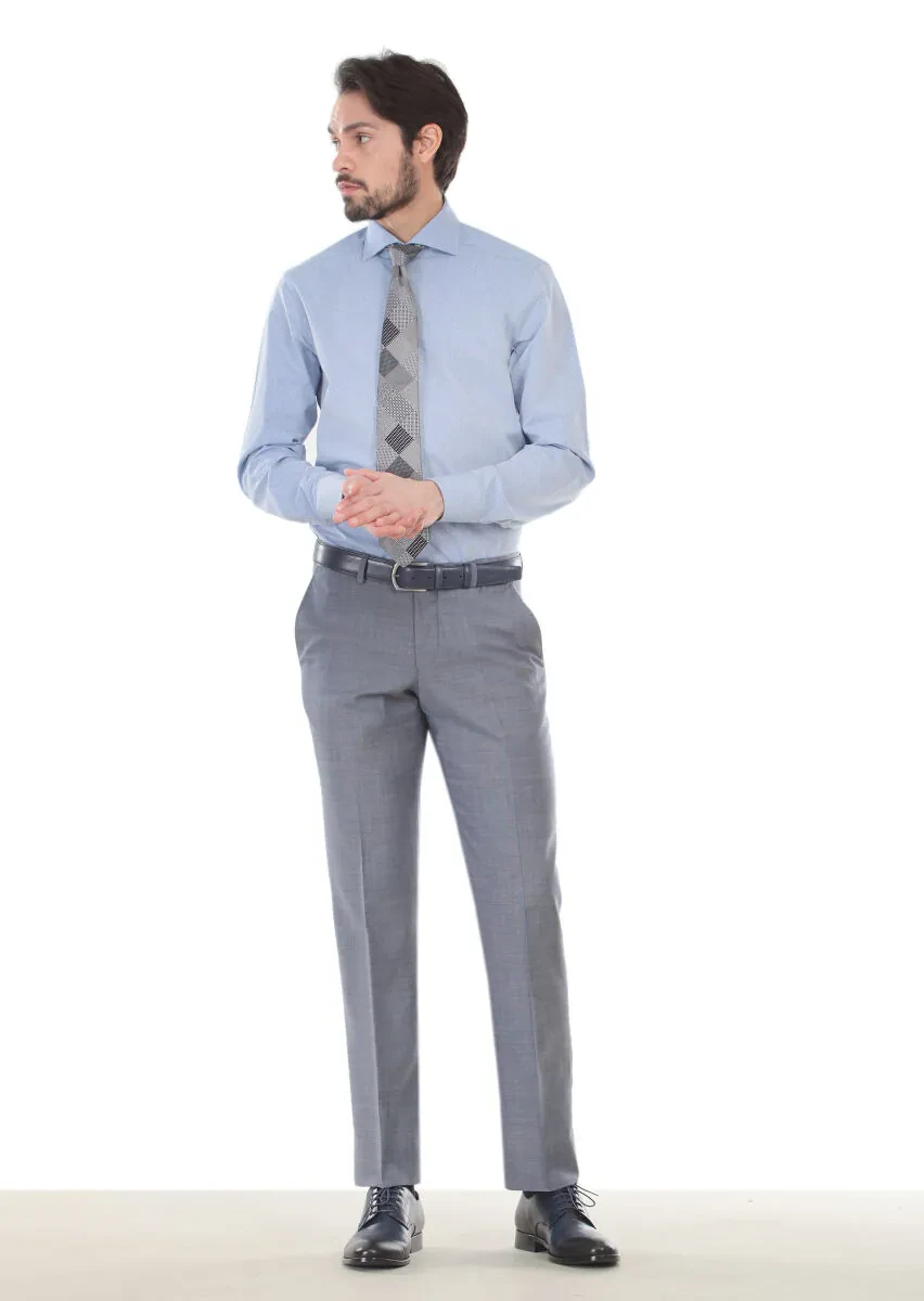 Mavi Baskılı Regular Fit Dokuma Klasik %100 Pamuk Gömlek - 3