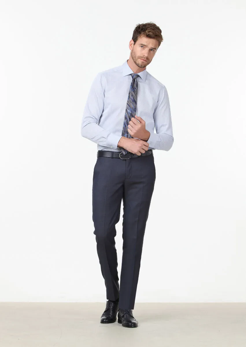 Mavi Baskılı Regular Fit Dokuma Klasik %100 Pamuk Gömlek - 2