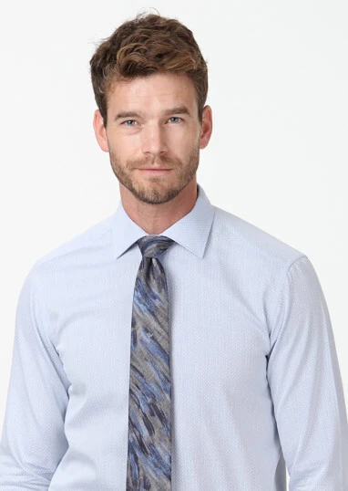 Mavi Baskılı Regular Fit Dokuma Klasik %100 Pamuk Gömlek - 3