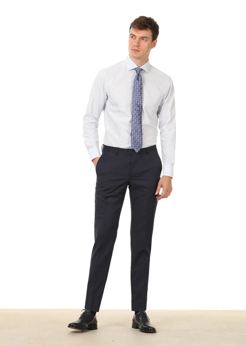 Mavi Baskılı Regular Fit Dokuma Klasik %100 Pamuk Gömlek - 3