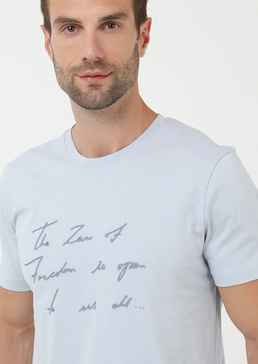 Mavi Bisiklet Yaka %100 Pamuk T-Shirt - 2