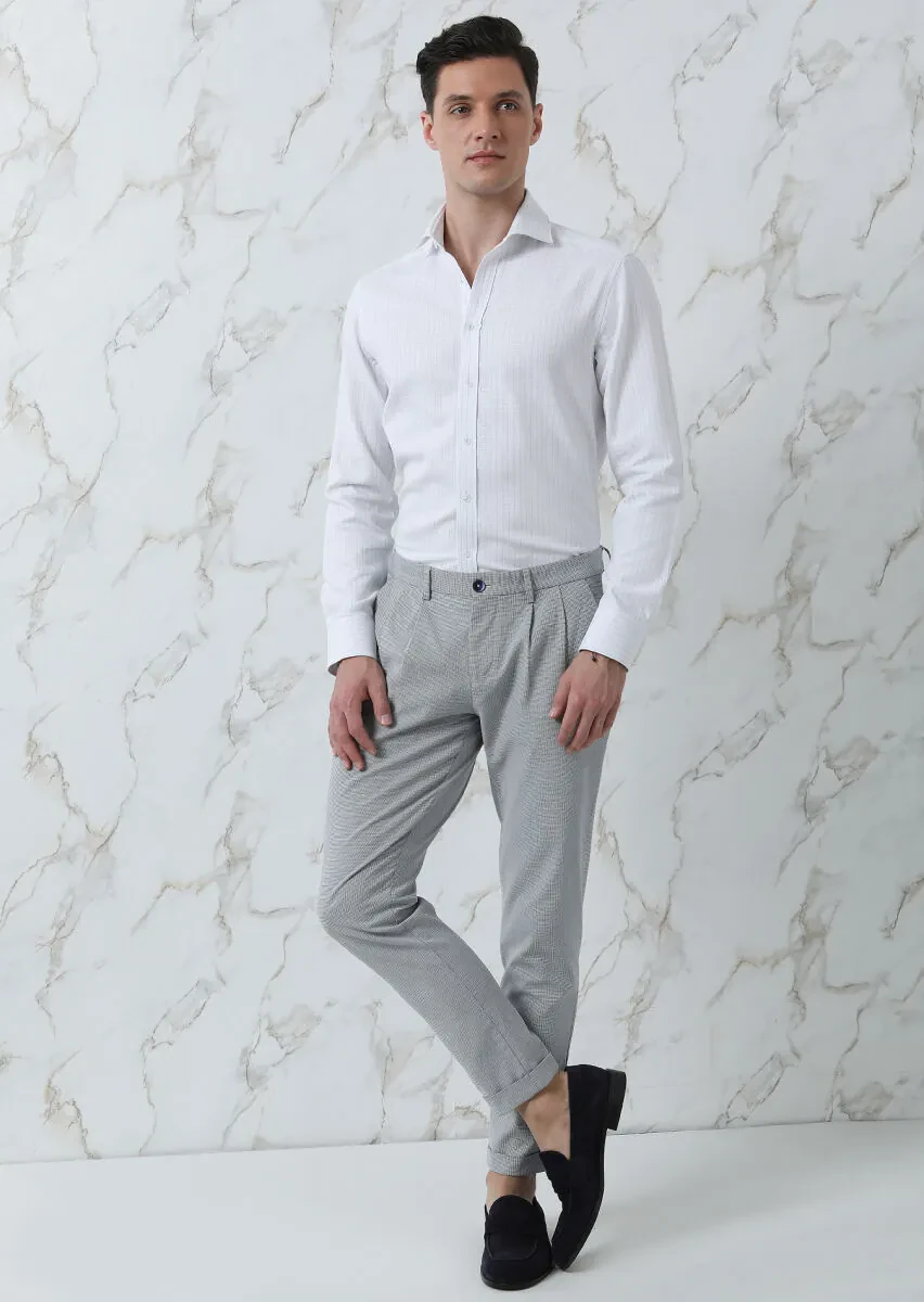 Mavi Çizgili Regular Fit Dokuma Klasik %100 Pamuk Gömlek - 4