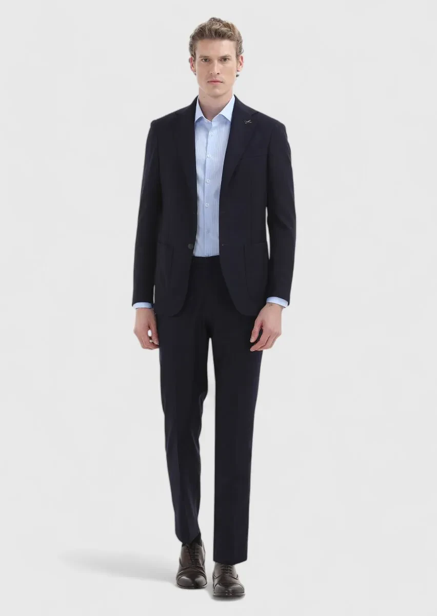 Mavi Çizgili Regular Fit Dokuma Klasik %100 Pamuk Gömlek - 3