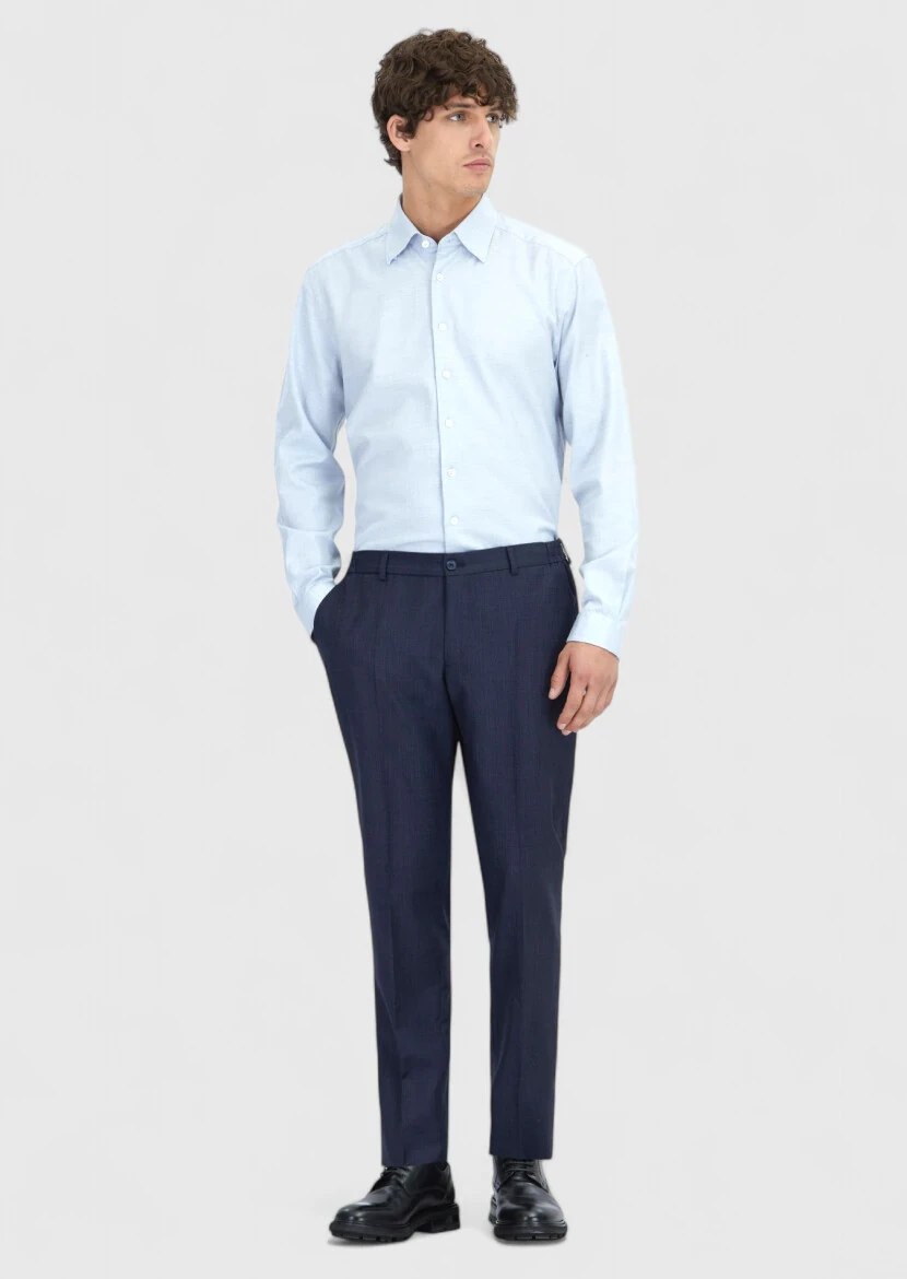 Mavi Desenli Casual Fit Dokuma Casual %100 Pamuk Gömlek - RAMSEY