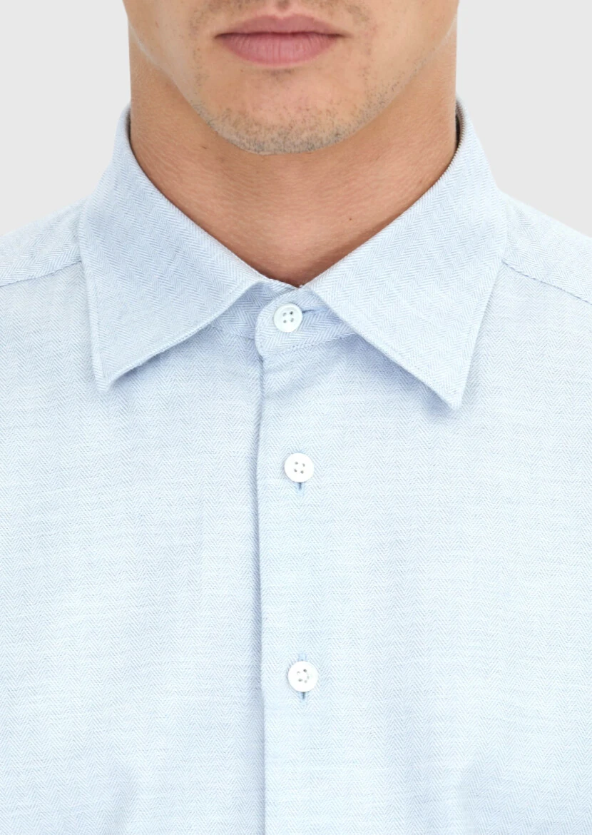 Mavi Desenli Casual Fit Dokuma Casual %100 Pamuk Gömlek - 5