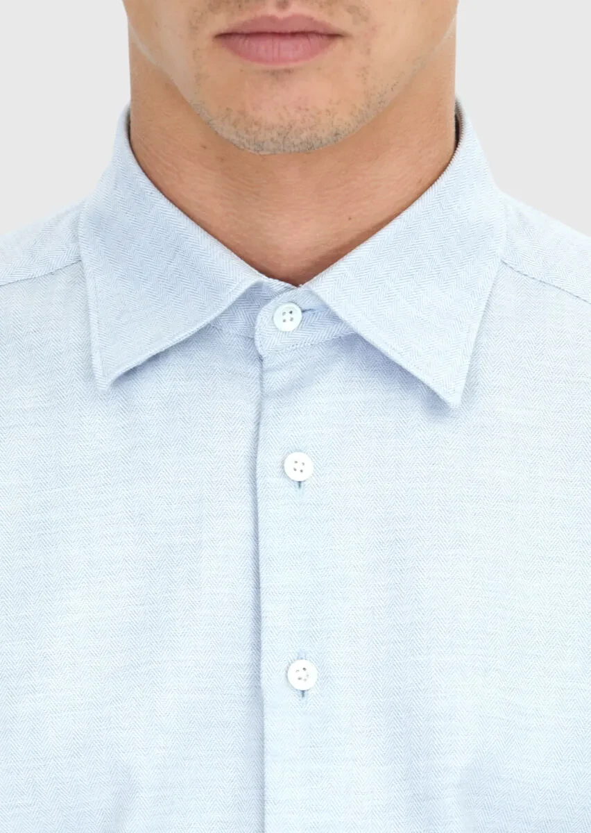 Mavi Desenli Casual Fit Dokuma Casual %100 Pamuk Gömlek - 5