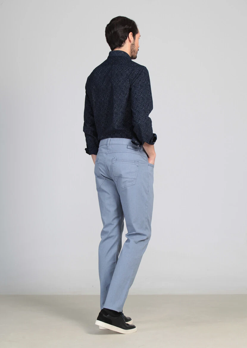 Mavi Desenli Dokuma Slim Fit Casual Pamuk Karışımlı Pantolon - 5