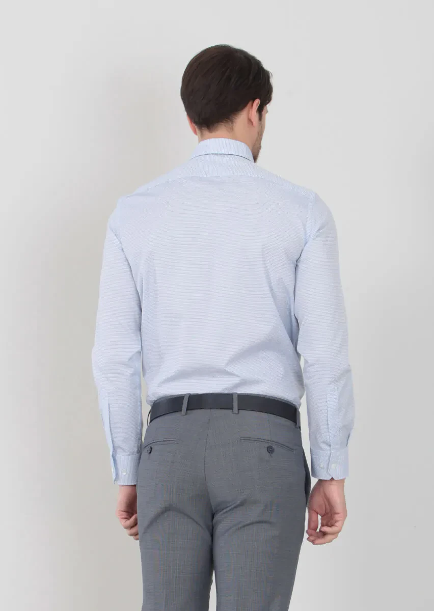 Mavi Desenli Regular Fit Dokuma Klasik %100 Pamuk Gömlek - 4