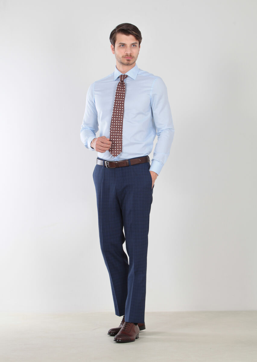 Mavi Desenli Regular Fit Dokuma Klasik %100 Pamuk Gömlek - 2