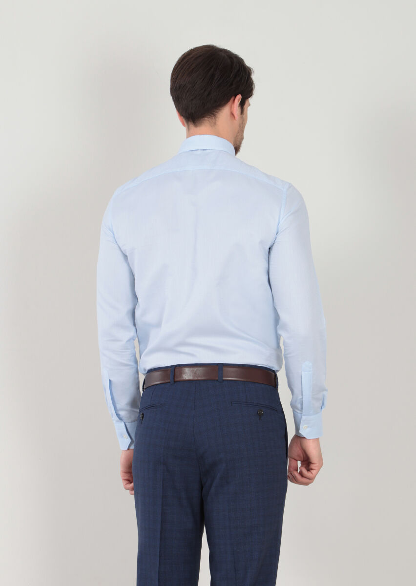 Mavi Desenli Regular Fit Dokuma Klasik %100 Pamuk Gömlek - 4