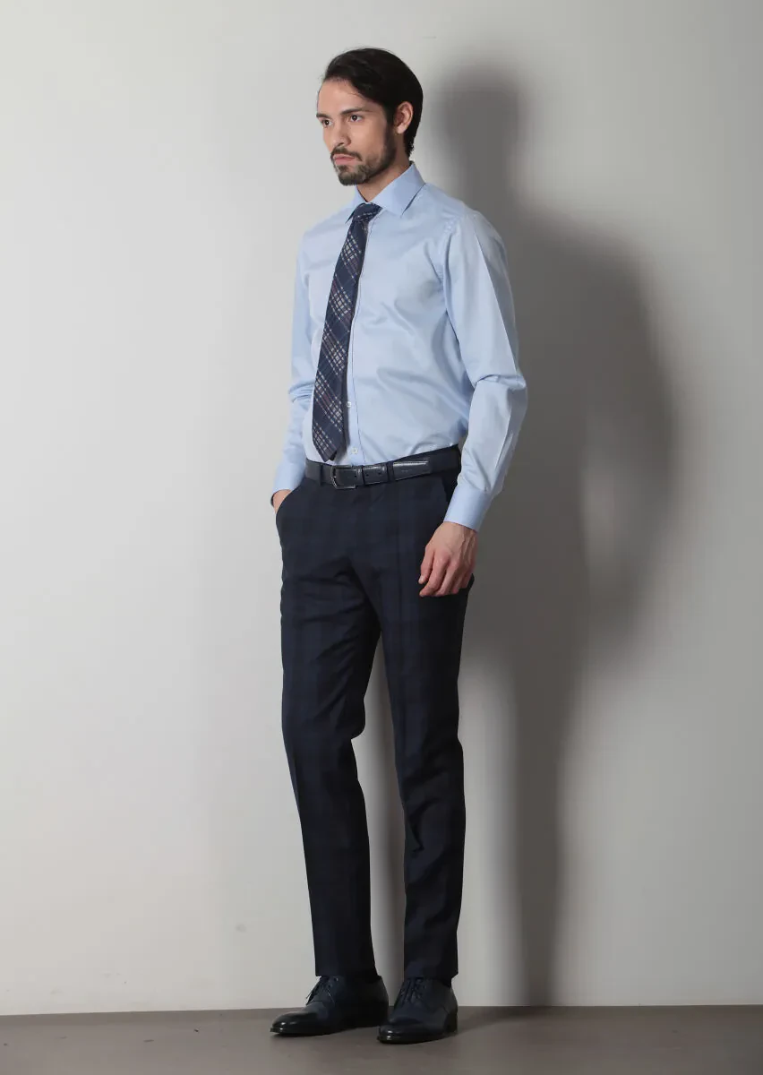 Mavi Desenli Regular Fit Dokuma Klasik %100 Pamuk Gömlek - 3