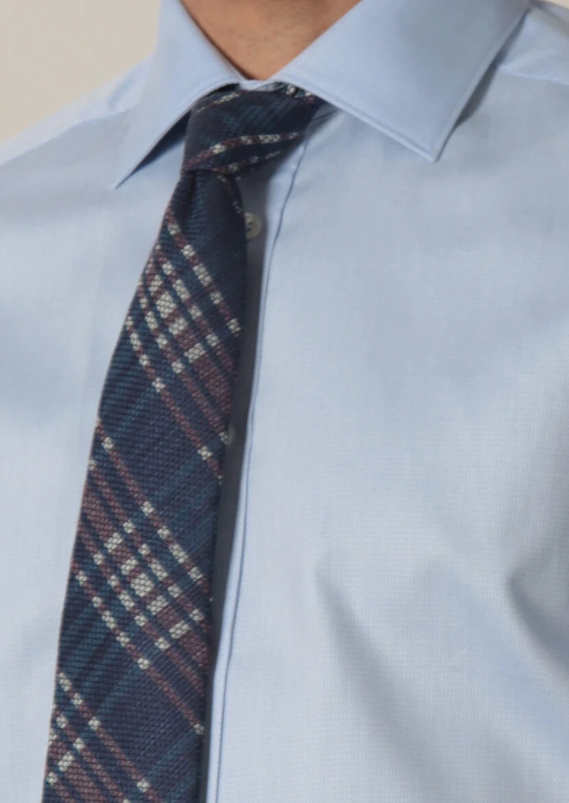 Mavi Desenli Regular Fit Dokuma Klasik %100 Pamuk Gömlek - 4