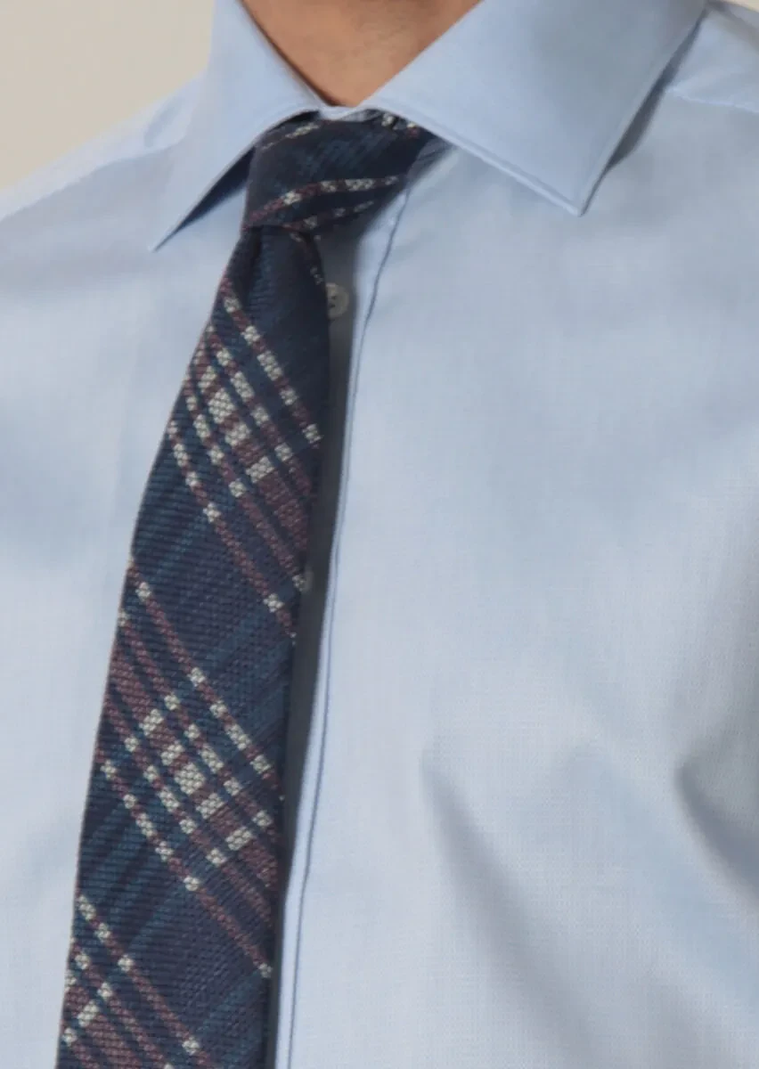 Mavi Desenli Regular Fit Dokuma Klasik %100 Pamuk Gömlek - 4