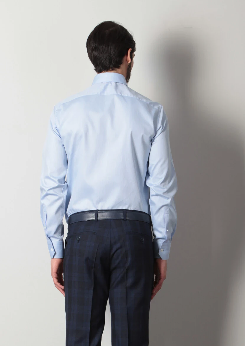 Mavi Desenli Regular Fit Dokuma Klasik %100 Pamuk Gömlek - 5