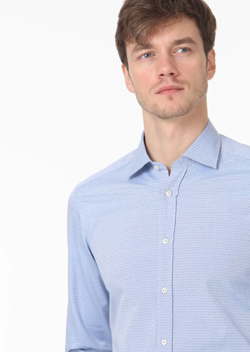 Mavi Desenli Regular Fit Dokuma Klasik %100 Pamuk Gömlek - 2