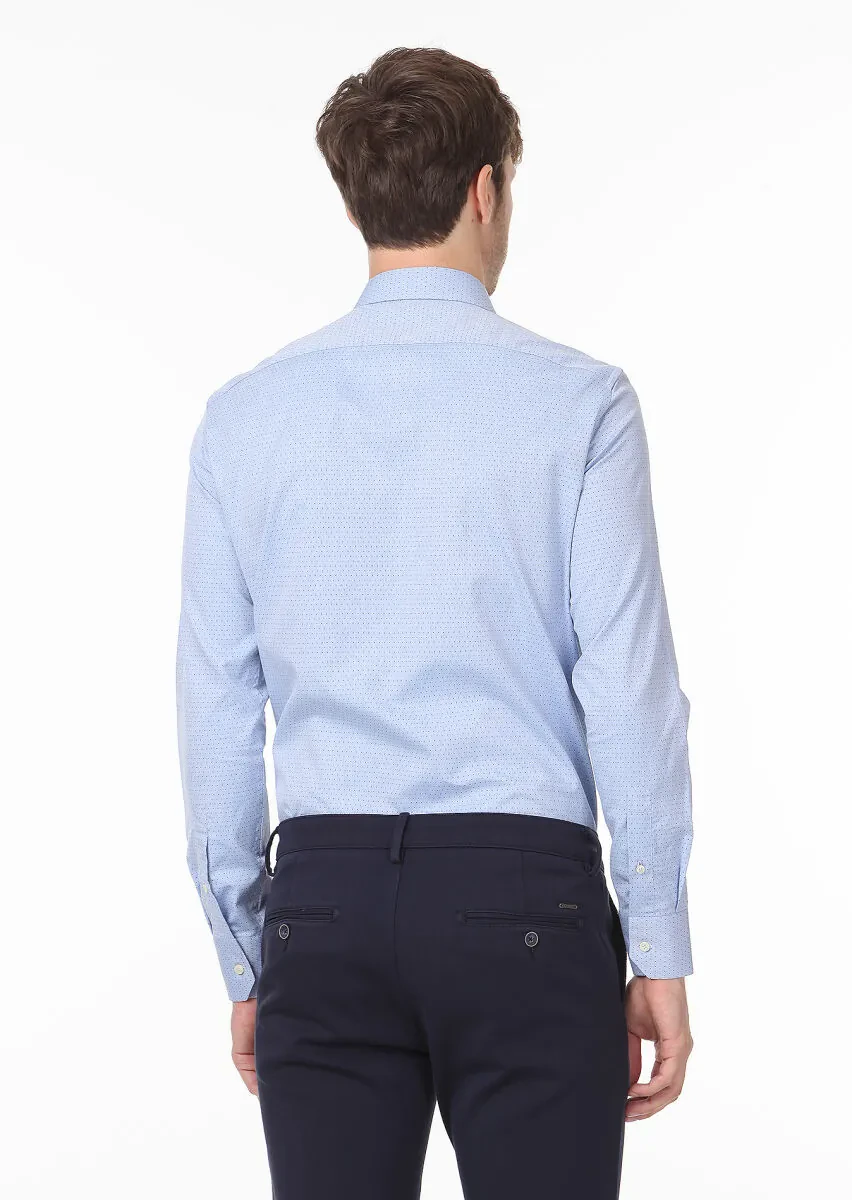 Mavi Desenli Regular Fit Dokuma Klasik %100 Pamuk Gömlek - 4