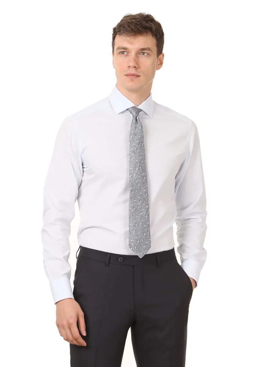 Mavi Desenli Regular Fit Dokuma Klasik %100 Pamuk Gömlek - 1