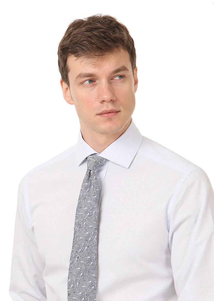 Mavi Desenli Regular Fit Dokuma Klasik %100 Pamuk Gömlek - 2