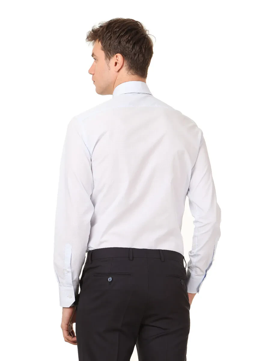 Mavi Desenli Regular Fit Dokuma Klasik %100 Pamuk Gömlek - 4