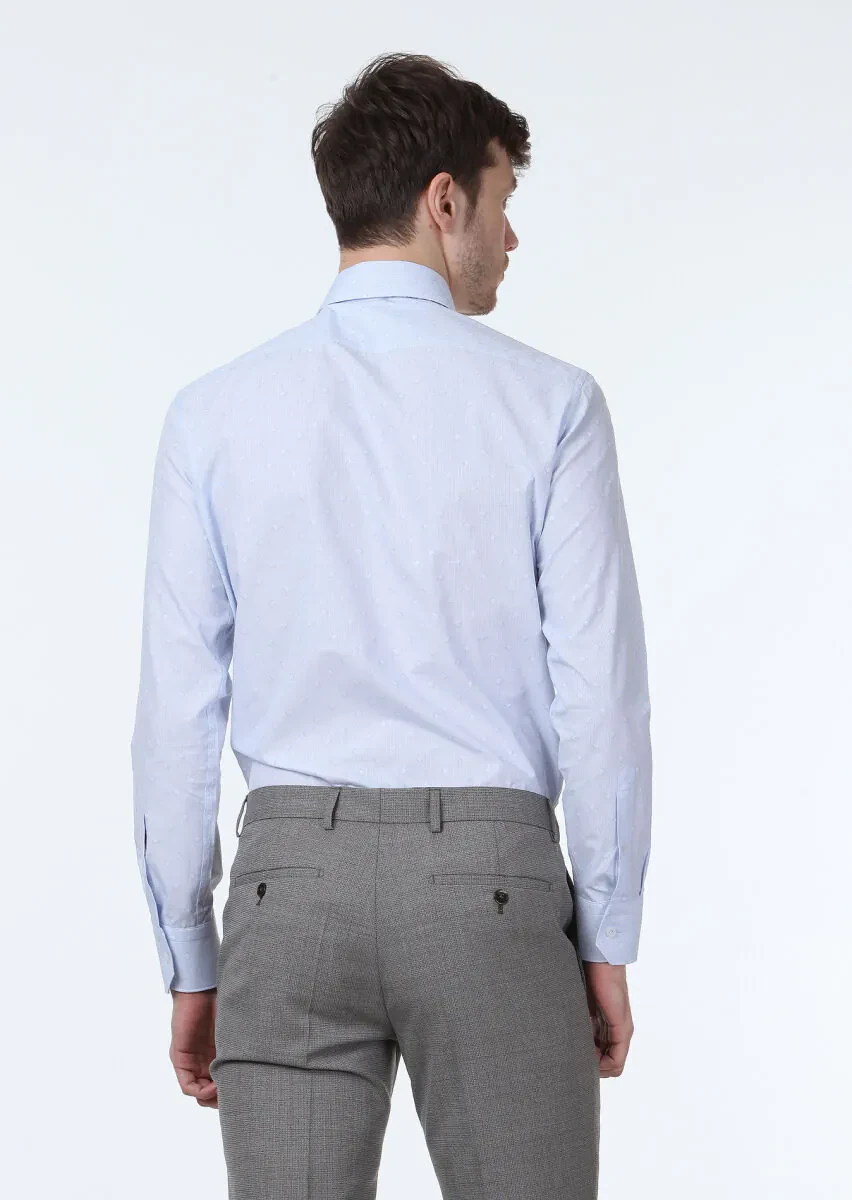 Mavi Desenli Regular Fit Dokuma Klasik %100 Pamuk Gömlek - 4