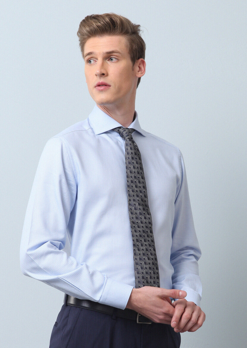 Mavi Desenli Regular Fit Dokuma Klasik %100 Pamuk Gömlek - 2