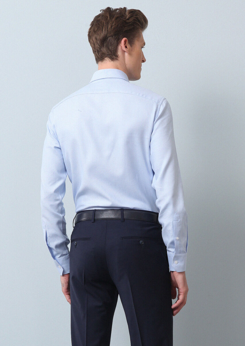 Mavi Desenli Regular Fit Dokuma Klasik %100 Pamuk Gömlek - 5