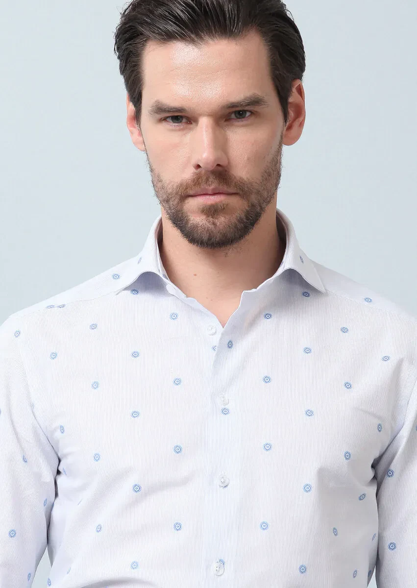 Mavi Desenli Regular Fit Dokuma Klasik %100 Pamuk Gömlek - 2