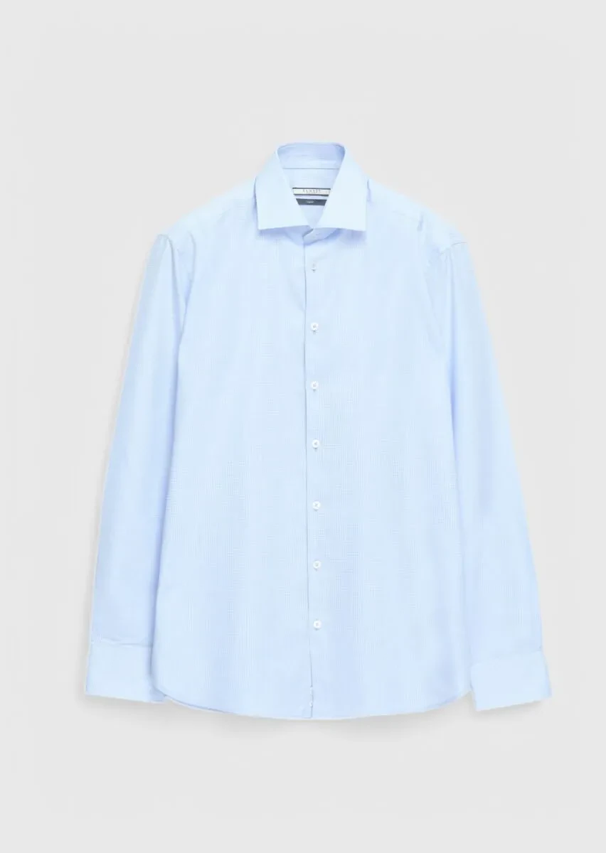 Mavi Desenli Regular Fit Dokuma Klasik %100 Pamuk Gömlek - 1