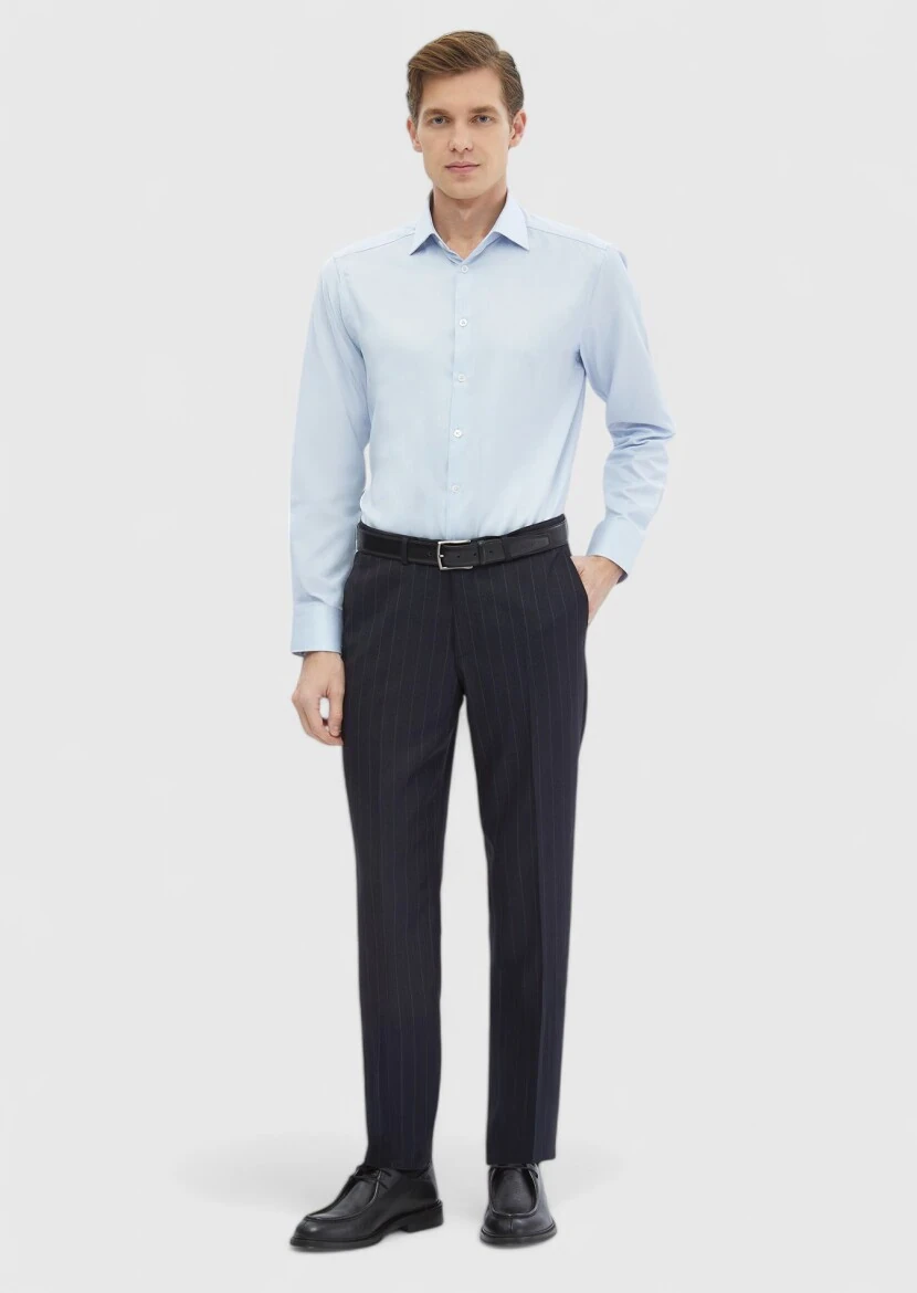 Mavi Desenli Regular Fit Dokuma Klasik %100 Pamuk Gömlek - RAMSEY